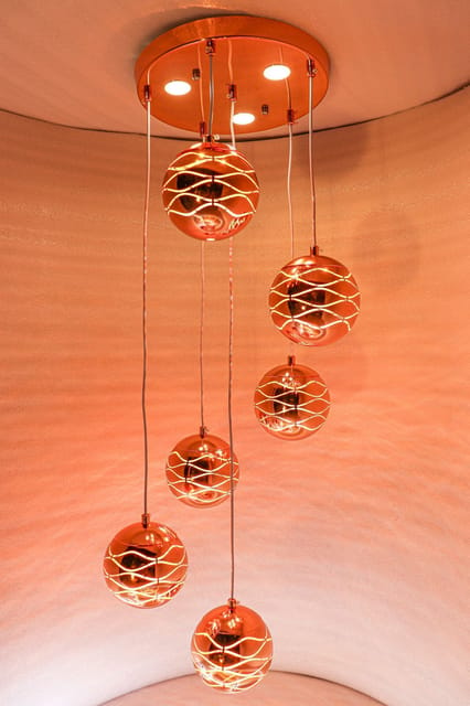 Swanart Rose Gold Pendant Light with Stunning Colour Changing Effects 8727-6 RG