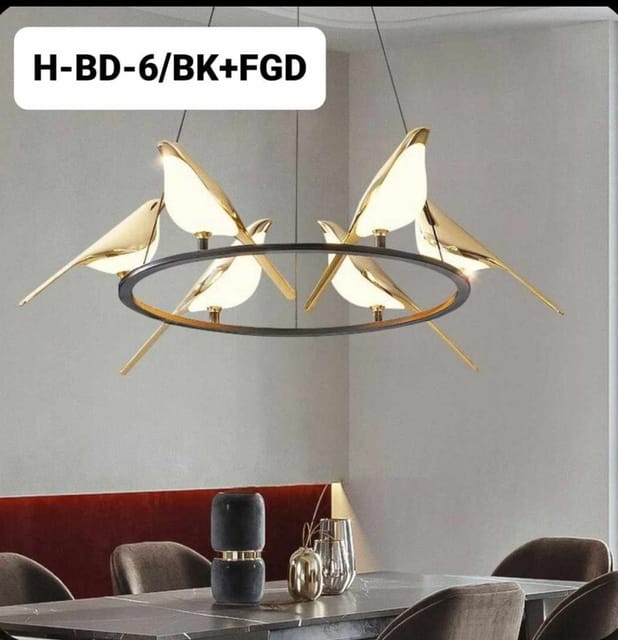 Swanart Modern Golden Bird LED Chandelier Lights Novelty 360 Degree Parlor Bar Bedside Hanging Light Fixture Home Deco Led Lighting