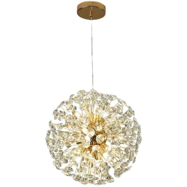 Swanart Gold Crystal Ball Pendant Chandelier Ceiling Lights Hanging 3 Colour Change LED Lights Warm, White, Natural