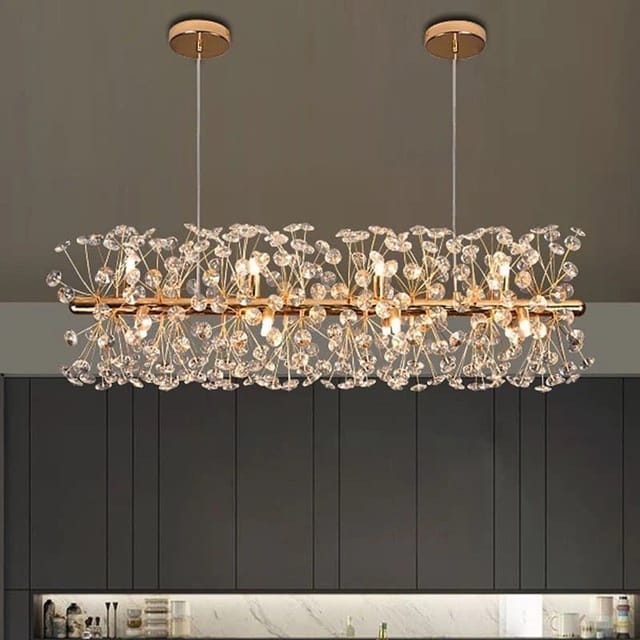 BrighteNIX Crystal Chandelier Pendant Light Fixtures for Home Interior, Gold, for Kitchen Dining Room Living Room