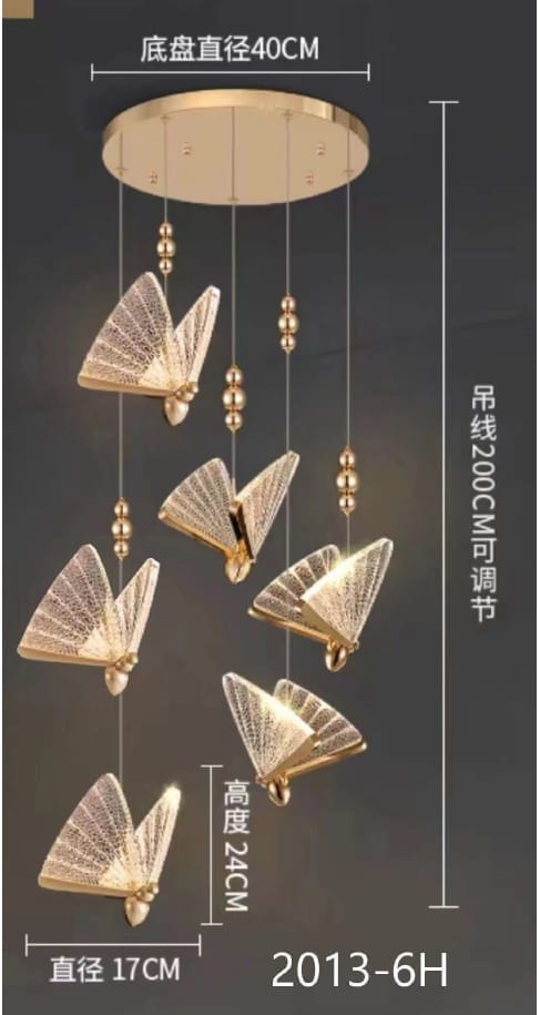 Swanart Decorative 6 Butterfly Hanging Pendant Light - Unique Home Decor