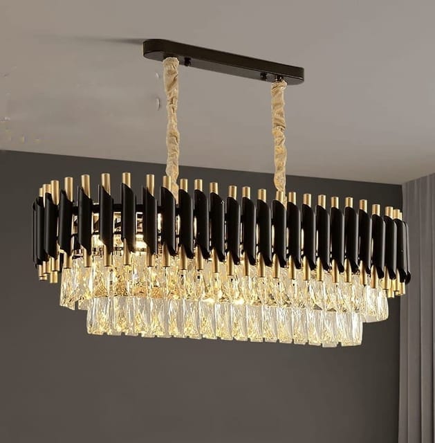 Swanart Refined Elegance: Rectangle Black Mamba Crystal Chandelier