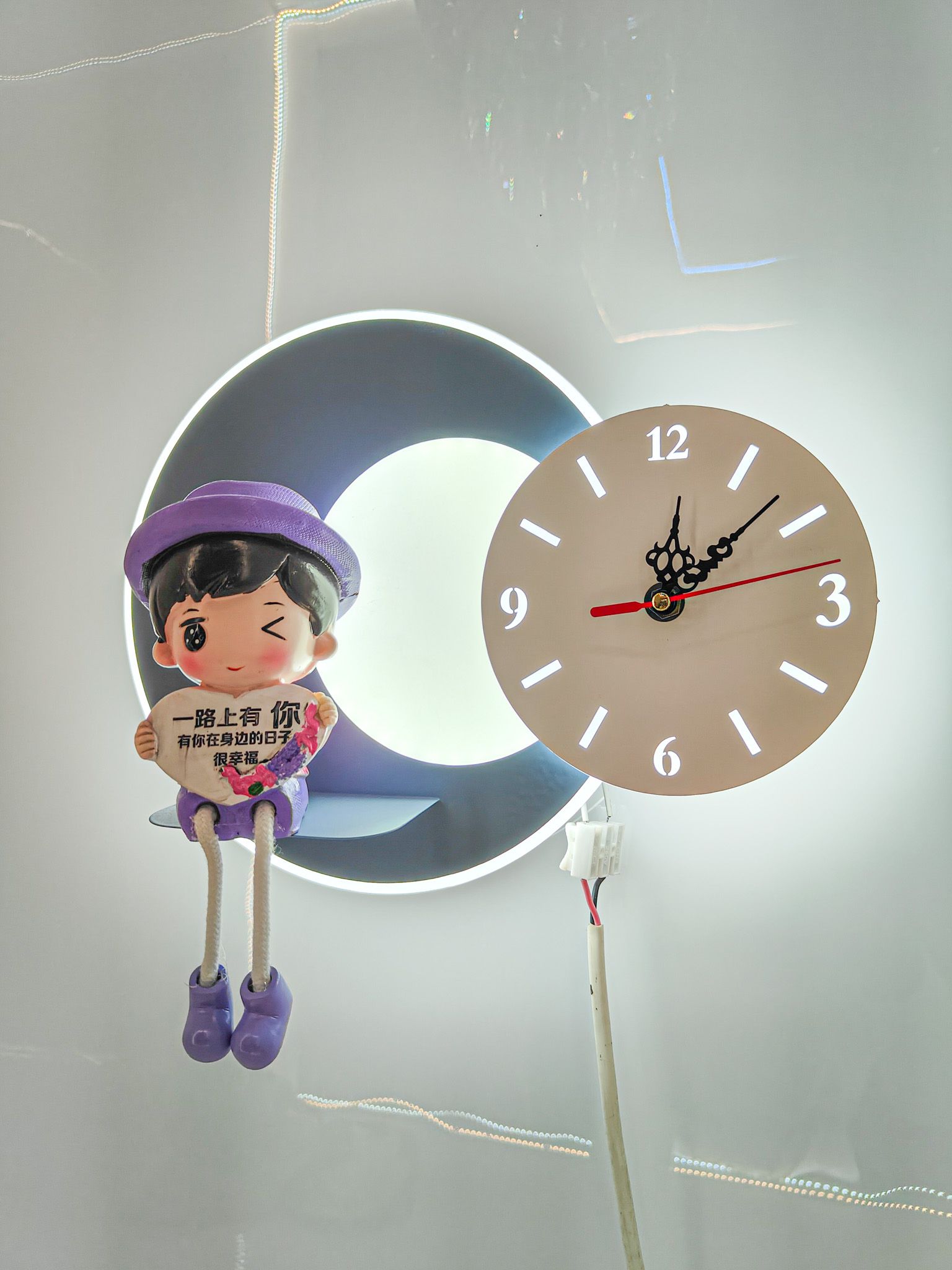 LED Wall Light with Clock for Kids - Cute Character Design | Functional & Decorative