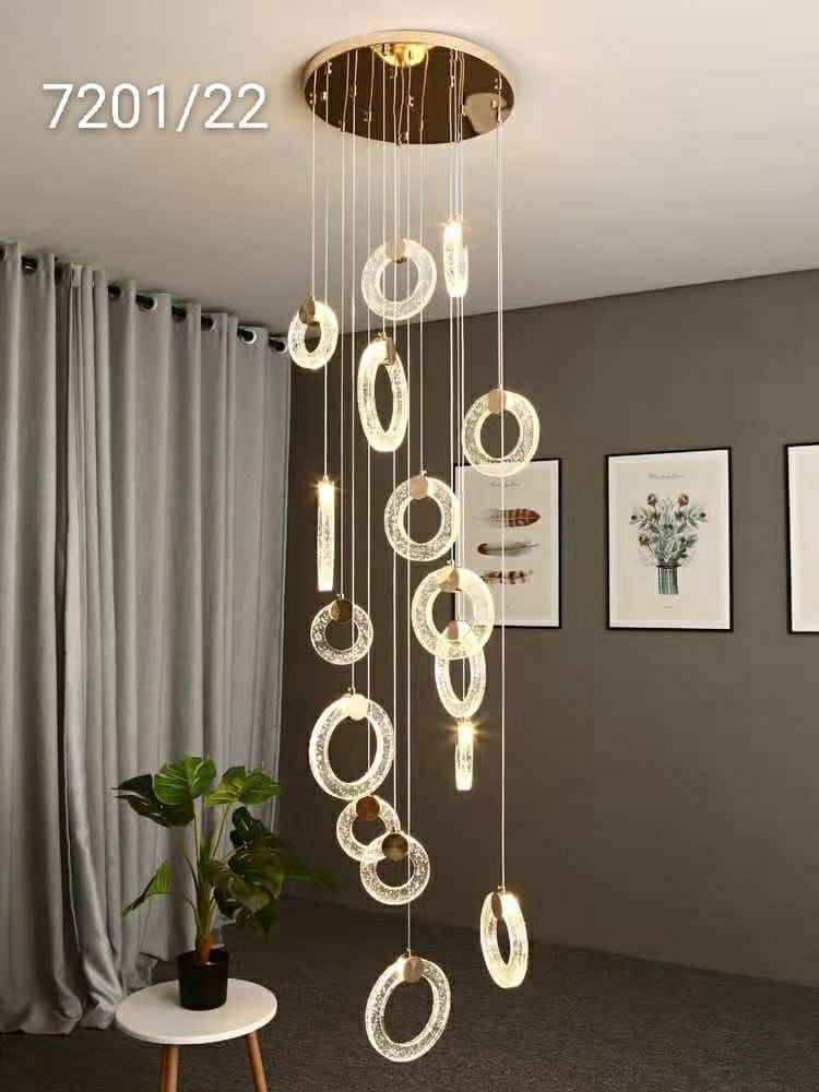 Cascade of Crystal Rings - Modern Pendant Light