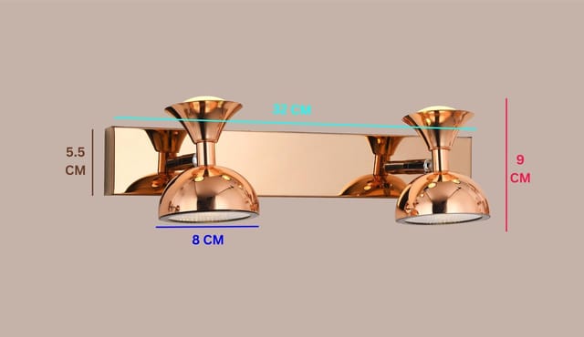 swanart Modern Rose Gold Dual LED Wall Sconce Adjustable Double Dome Shades, Energy Efficient, Ideal for Living Room, Bedroom, and Hallway Decor