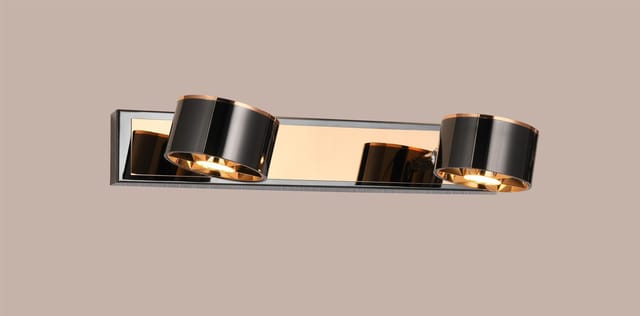 swanart Modern Rose Gold and Black Wall Sconce - Dual Cylindrical Adjustable LED Wall Light, Energy Efficient, Ideal for Living Room, Bedroom, and Hallway Decor