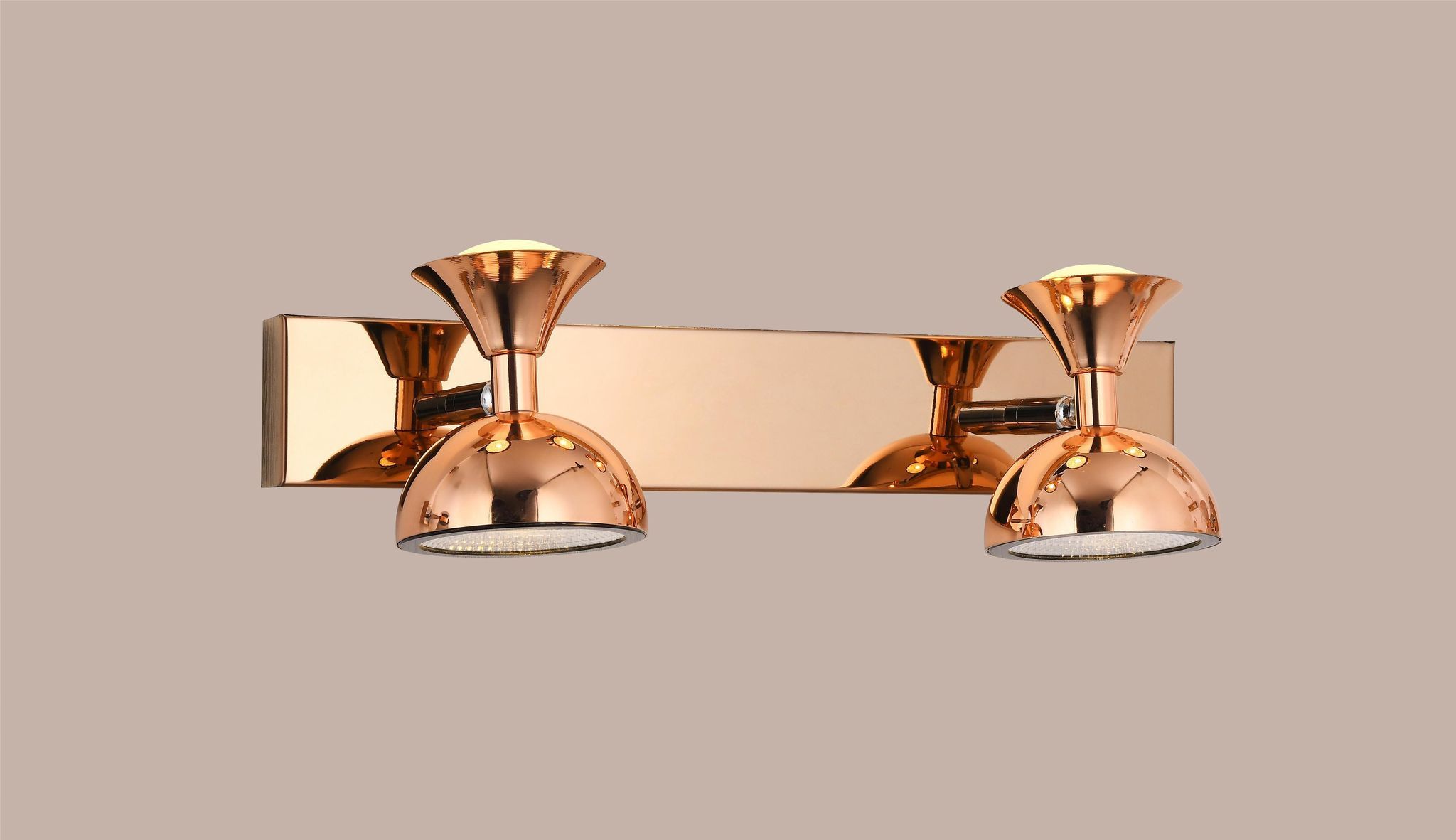 swanart Modern Rose Gold Dual LED Wall Sconce Adjustable Double Dome Shades, Energy Efficient, Ideal for Living Room, Bedroom, and Hallway Decor