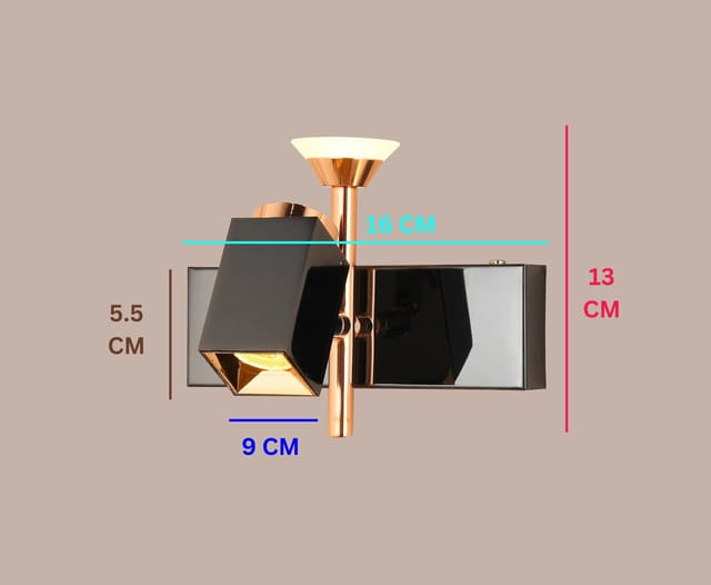 swanart Modern Black and Rose Gold Wall Sconce - Dual Light LED Wall Fixture with Adjustable Angles, Ideal for Living Room, Bedroom, and Office Decor