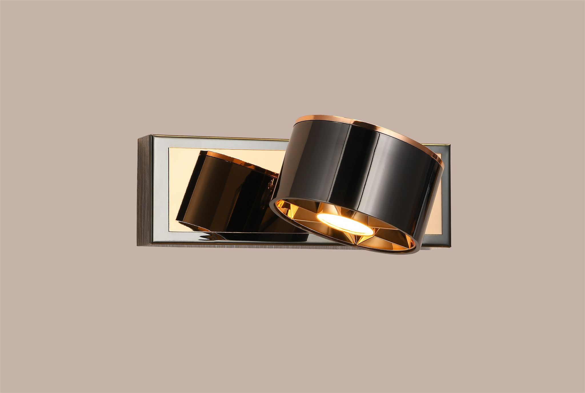 swanart Modern Black and Rose Gold Wall Sconce - Adjustable LED Wall Light with Rotatable Head, Ideal for Living Room, Bedroom, and Office Decor