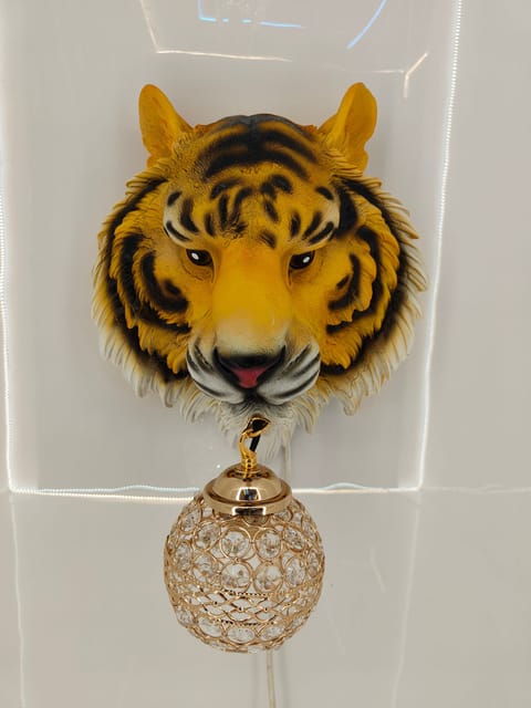 Regal Tiger Head Wall Sconce Wild Crystal Lighting