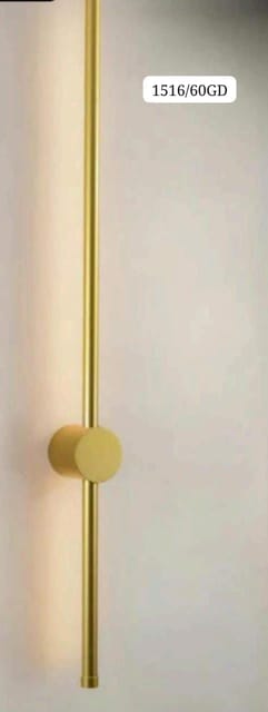 Glossy French Gold Long Sleek Tube Wall Light