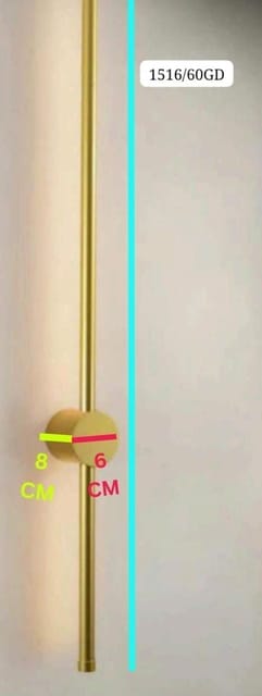 Glossy French Gold Long Sleek Tube Wall Light