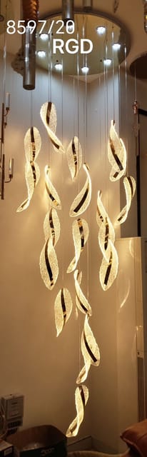 Swirling Leaf Elegant 20-Light Leaf-Shaped Modern Elegance Chandelier For Duplex Home