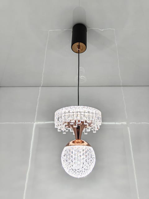 Modern 2-Tier Crystal Pendant Light | Black & Rose Gold Design