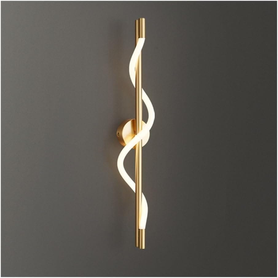 Swanart Modern LED Wall Sconce - Elegant Spiral Design, Gold Finish, Warm White Light, Perfect for Living Room, Bedroom & Hallway Decor