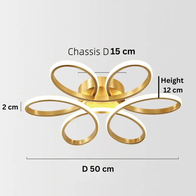 Swanart Modern LED Ceiling Light with Gold Accents, Flower-Shaped Design, Energy-Saving LED, Ideal for Bedroom, Living Room, or Dining Area