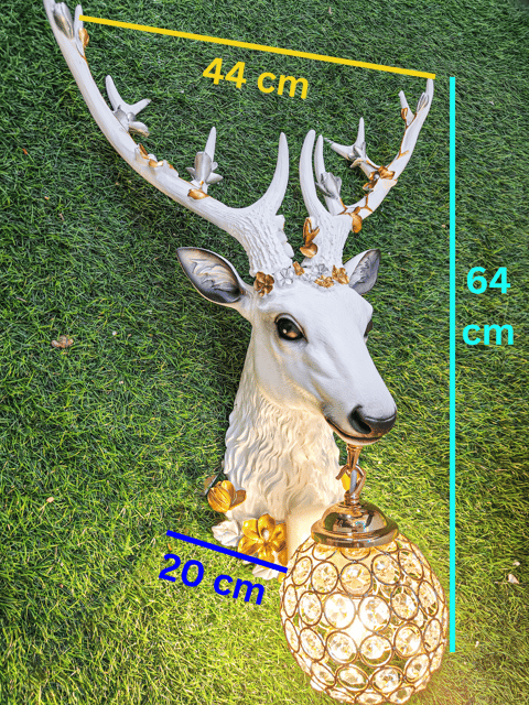 Swanart Elegant Deer Head Wall Lamp with Golden Crystal Pendant, 64cm Wall Mounted Light Fixture for Living Room, Bedroom, or Hallway - Unique Artistic Decor with Warm Glow - Modern & Luxurious Design